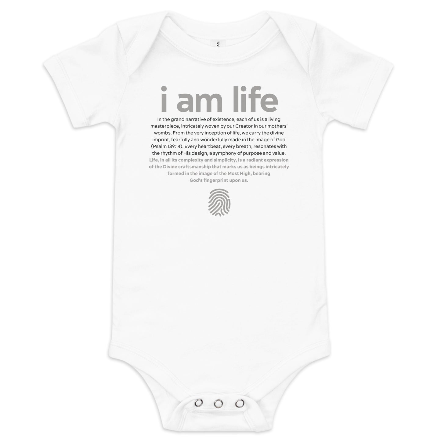 Baby "i am life" Onesie: Detailed